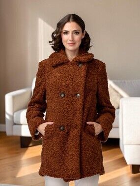 Joseph Ribkoff Faux Fur Chestnut Brown Teddy Jacket / Cosy Brown Teddy  Coat